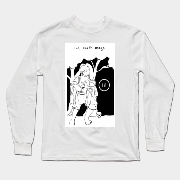 The Earth Mage Rabbit Tarot Card Long Sleeve T-Shirt by JJMonty-Art